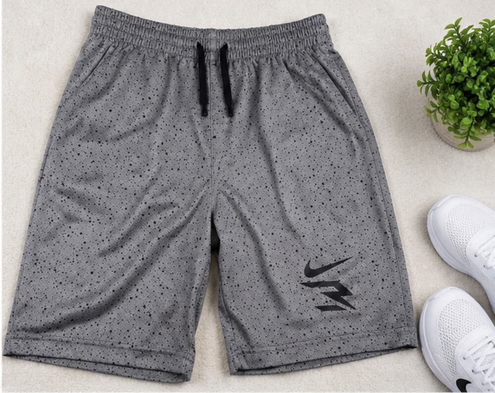 Nike Boys M 10/12 Gray Speckle Athletic Shorts Black Logo